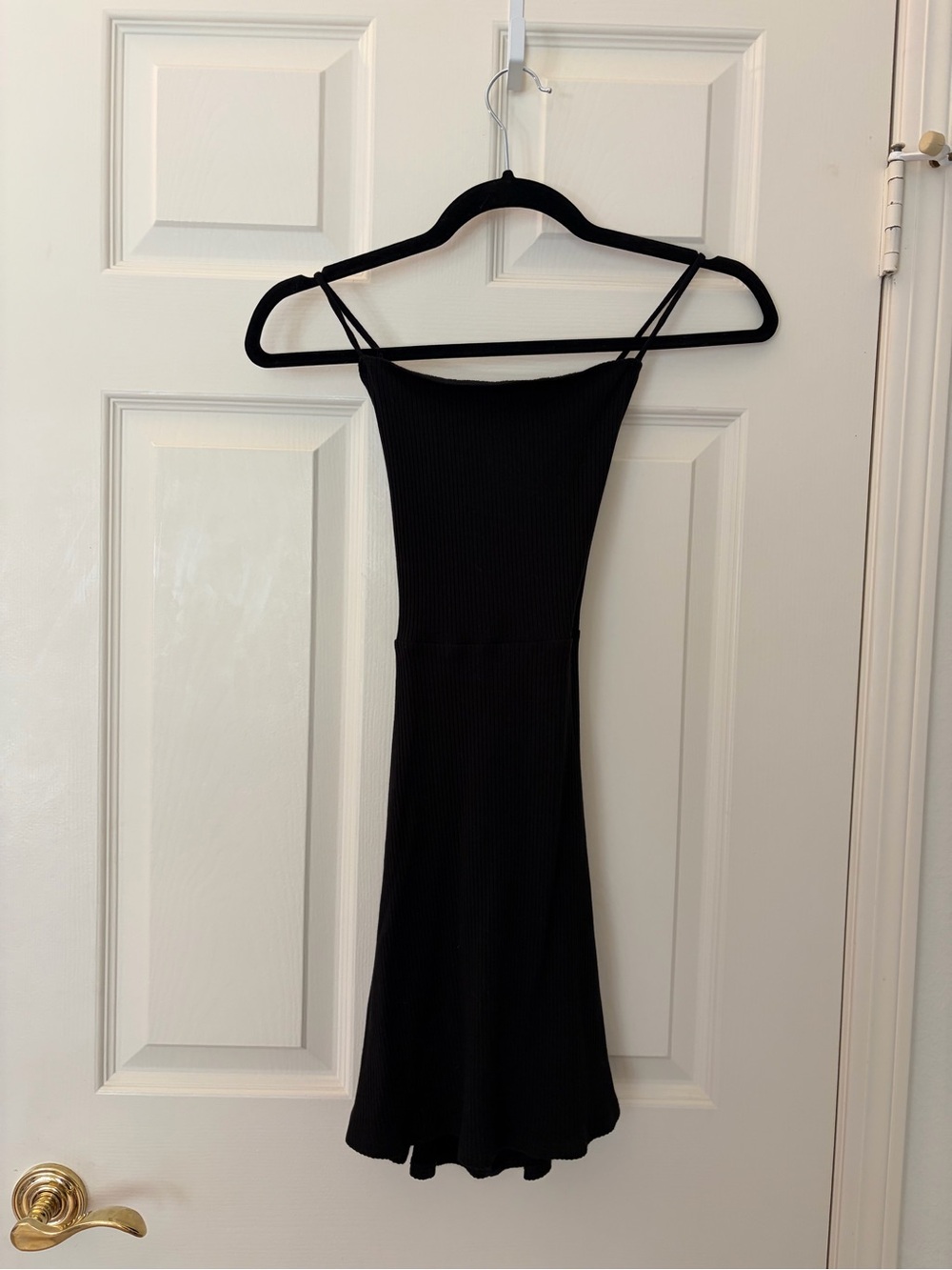 Reformation Black Ribbed Backless Mini Dress XS